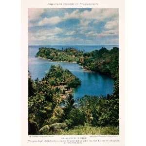  1927 Color Print Jamaica Caribbean Island Archipelago Blue 