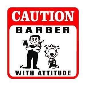  CAUTION: BARBER haircut style fun sign: Home & Kitchen