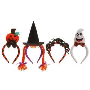 11 Spider/Pumpkin/Ghost /Witch Hat Hair Band (4 ea./set) Assorted 