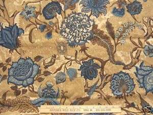 CHRIS STONE CONTEMPORY FLORAL FABRIC BROWN TAN BLUE  