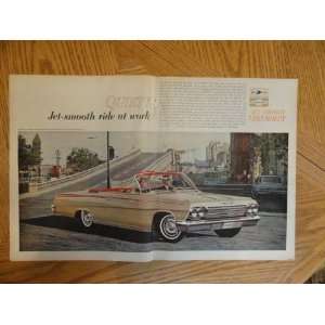  1962 chevrolet, 1962 magazine print ad,(gold/red trim/car 