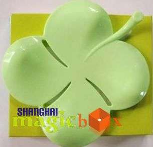 Green Four Leaf Good Luck Clover Soap Dish Holder Tray  