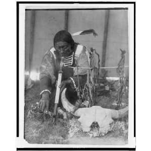  Saliva,Dakota Indian Man with camulet kneeling by altar 