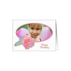  Pink striped camellia,Happy Birthday,for girl, photo frame 