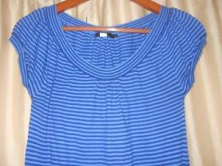 Anthropologie Urban Outfitters Lux Blue Stripe Wide Hem Blouson Shirt 