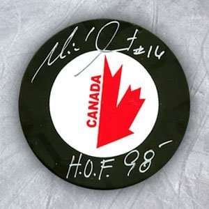 Michel Goulet Canada Cup Autographed/Hand Signed Hockey Puck  