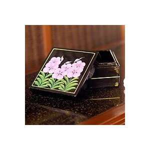    NOVICA Lacquered wood box, Purple Vanda Orchid Home & Kitchen
