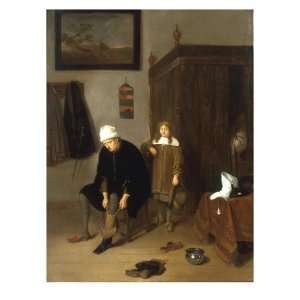  Interior with a Man Dressing, behind him a Boy in 