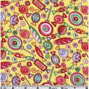  45 Wide Candy Stripes Lollipops Yellow Fabric By The 