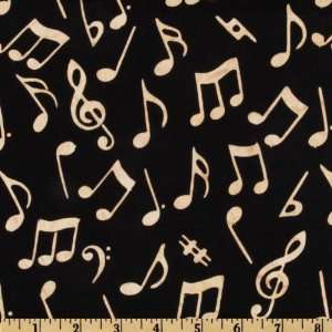  44 Wide Making Music Batik Music Notes Black Fabric By 