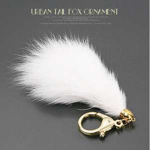 Womens Genuine Fox fur tail Handbag Accessories keychain keyring 