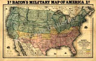   year 1862 title bacon s military map of america size 24 x 37 1 2 this