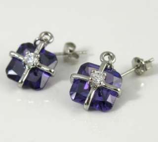 Ladys Jewelry Purple Amethyst Earrings Necklace Sets  