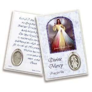   Divine Mercy Devotional Holy Card with Medal