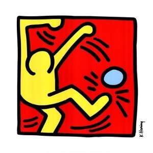 Untitled (Pele Poster), 1988 (one yellow kicker) by Keith Haring 20x20