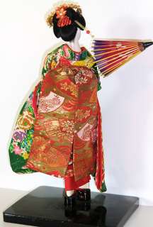 Vintage Japanese Geisha Doll with Parasol & Decorated Geta Sandals 