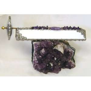 Artisan Made Stained Glass Kaleidoscope with Amethyst Embellishments 