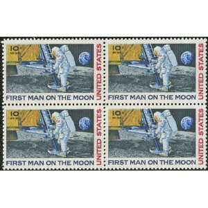 THE MOON ~ SPACE ~ MOON LANDING ~ AIRMAIL #C076 Block of 4 by 10¢ US 
