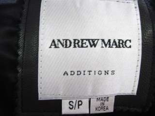 ANDREW MARC Additions Black Leather Jacket Coat Sz S  