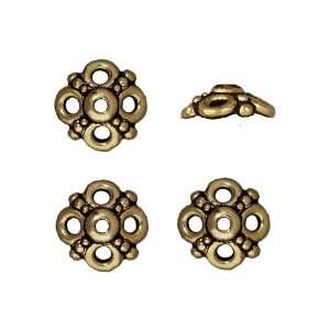 Brass Oxide Finish Lead Free Pewter Clover Bead Caps 9mm 