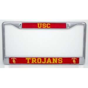  USC Trojans License Plate Frame Chrome Deluxe Sports 