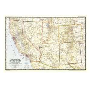  Southwestern United States Map 1948 Giclee Poster Print 