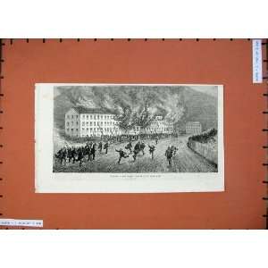   1875 Fire Burning Lunatic Asylum Pons Nice France Men