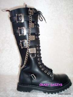 MENS UNISEX ~ BUCKLES ~ CHAINS ~ LACE UP ~KNEE HI BOOTS  