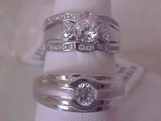 His Her Hers Bridal Engagement Wedding Band 3 Ring Set  