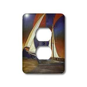 Taiche   Acrylic Painting   Sailboats   Gulet Under Sail   blue, boats 
