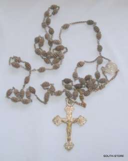 ANTIQUE LARGE METAL ROSARY. SILVER MEDAL. I HAVE MORE ANTIQUE ROSARIES 