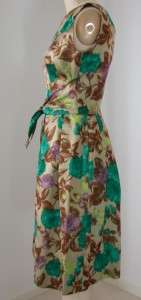 Vintage 1950s Silk Dress Nicholas Ungar Watercolor Floral Print Very 
