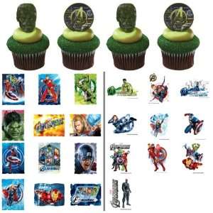  24 Hulk Avengers Cupcake Rings with 12 Avenger Stickers and 10 