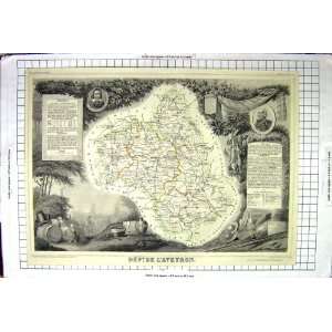  French Antique Map C1845 De LAveyron Rodez France Ville 