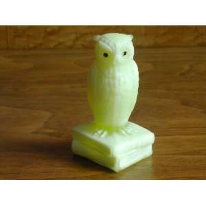  Solid Sanded Custard Glass Owl On Book Stack Everything 