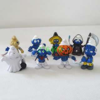 Lots of 8pcs Halloween smurfs cute toy figure toy gift  
