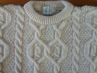   Mills Irish Wool Fisherman Hand knit Cable Aran Sweater XL  