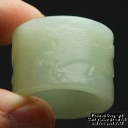 FINE Chinese Nephrite White Jade Archers Ring, Banzhi, 18th Century 