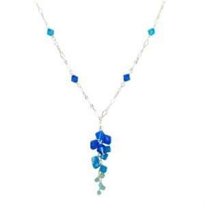  Azure Blue Ombre Crystal Cascade Necklace Jewelry