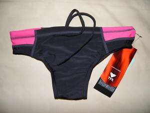 TYR Men Racer Swimwear /Swim Brief BLACK +PINK side 30 100%Authentic 