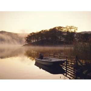  Early Morning Mist and Boat, Derwent Water, Lake District 