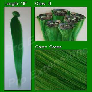 Green Remy Clip On In Human Hair Extensions highlight  