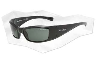 Arnette Rage Shiny Gloss Black w/ Gray Green Lens Sunglasses 