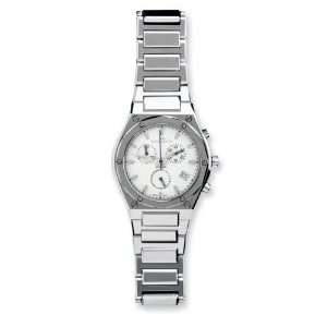  Mens Swiss Tungsten Chronograph White Dial Watch: Jewelry