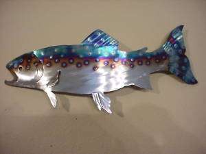RAINBOW BROWN SPOTTED TROUT METAL WALL ART HOME DECOR  