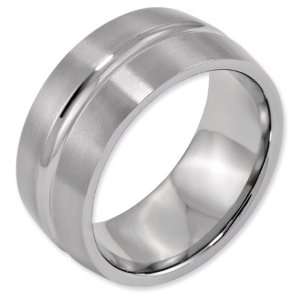    Titanium Grooved 10mm Brushed and Polished Band ring Jewelry