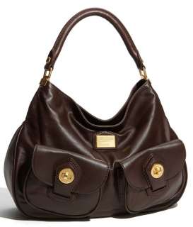 Marc Jacobs House of Marc Dark Brown Leather hobo bag $478 Goldtone 