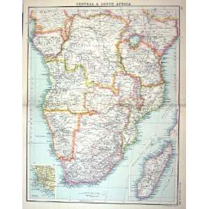  Bartholomew Map C1900 Central South Africa Madagascar Cape 