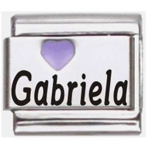    Gabriela Purple Heart Laser Name Italian Charm Link Jewelry