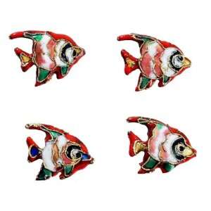   : Four Cloisonne Red 22 X 20 mm Tropical Fish Beads: Everything Else